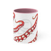 Red Tentacles Octopus Ink On White Art Accent Coffee Mug 11Oz Pink /