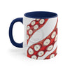 Red Tentacles Octopus On White Art Accent Coffee Mug 11Oz Navy /