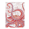 Red Tentacles Octopus Vintage Map Art Velveteen Plush Blanket 60 × 80 All Over Prints