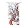 Red Tentacles Octopus Vintage Map Ink Polycotton Towel 36 × 72 Home Decor