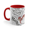 Red Tentacles Octopus Vintage Map On White Art Accent Coffee Mug 11Oz