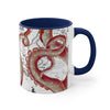 Red Tentacles Octopus Vintage Map On White Art Accent Coffee Mug 11Oz