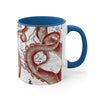 Red Tentacles Octopus Vintage Map On White Art Accent Coffee Mug 11Oz