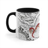 Red Tentacles Octopus Vintage Map On White Art Accent Coffee Mug 11Oz