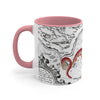 Red Tentacles Octopus Vintage Map On White Art Accent Coffee Mug 11Oz