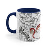 Red Tentacles Octopus Vintage Map On White Art Accent Coffee Mug 11Oz