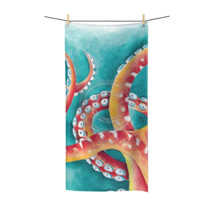 Red Tentacles Watercolor Art Polycotton Towel 30X60 Home Decor