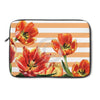 Red Tulips Peach Stripes I Floral Chic Laptop Sleeve 13