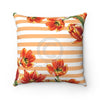 Red Tulips Peach Stripes Watercolor Art Square Pillow Home Decor