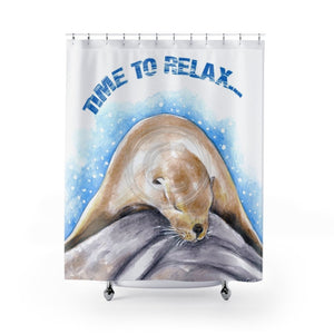 Relaxing Sea Lion Watercolor Art Shower Curtains 71 X 74 Home Decor