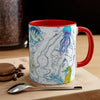 Sea Life Octopus Vintage Map On White Art Accent Coffee Mug 11Oz