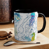 Sea Life Octopus Vintage Map On White Art Accent Coffee Mug 11Oz