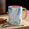 Sea Life Octopus Vintage Map On White Art Accent Coffee Mug 11Oz