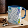 Sea Life Octopus Vintage Map On White Art Accent Coffee Mug 11Oz