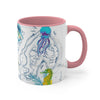 Sea Life Octopus Vintage Map On White Art Accent Coffee Mug 11Oz