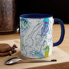 Sea Life Octopus Vintage Map On White Art Accent Coffee Mug 11Oz