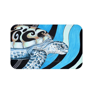 Sea Turtle Surf Hippy Blue Ink Bath Mat 34 × 21 Home Decor