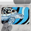 Sea Turtle Surf Hippy Blue Ink Bath Mat Home Decor
