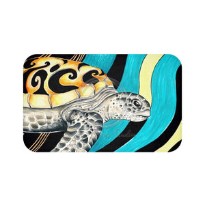 Sea Turtle Surf Hippy Yellow Ink Bath Mat 34 × 21 Home Decor