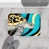 Sea Turtle Surf Hippy Yellow Ink Bath Mat Home Decor