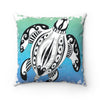 Sea Turtle Teal Blue Tribal Pattern Square Pillow Home Decor