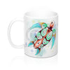 Sea Turtle Teal Splash Tribal Watercolor Ink Art Mug 11Oz