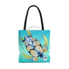 Sea Turtle Tribal Art Blue Tote Bag Bags