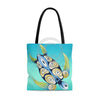 Sea Turtle Tribal Art Blue Tote Bag Large Bags