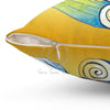 Sea Turtle Tribal Modern Yellow Ink Watercolor Square Pillow Home Decor