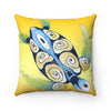 Sea Turtle Tribal Modern Yellow Ink Watercolor Square Pillow Home Decor