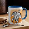 Sea Turtle Tribal Sun Ink On White Art Accent Coffee Mug 11Oz