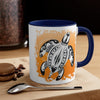 Sea Turtle Tribal Sun Ink On White Art Accent Coffee Mug 11Oz