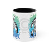 Sea Turtle Tribal Teal Ink On White Art Accent Coffee Mug 11Oz