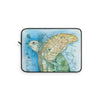 Sea Turtle Vintage Map Watercolor Blue Green Art Laptop Sleeve 12
