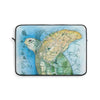 Sea Turtle Vintage Map Watercolor Blue Green Art Laptop Sleeve 13