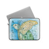 Sea Turtle Vintage Map Watercolor Blue Green Art Laptop Sleeve
