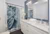 Sea Turtle Watercolor Art Blue Brushed Edge Shower Curtain Home Decor