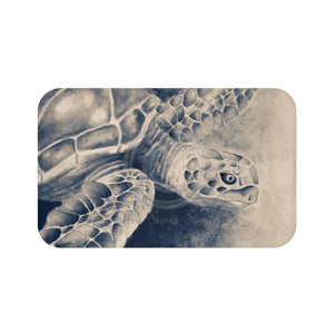 Sea Turtle Watercolor Sepia Tone Art Bath Mat Large 34X21 Home Decor