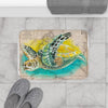 Sea Turtle Watercolor Vintage Map Beige Art Bath Mat Home Decor