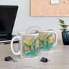 Sea Turtle Watercolor Vintage Map Beige Art Mug 11Oz