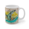 Sea Turtle Watercolor Vintage Map Beige Art Mug 11Oz