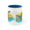 Sea Turtle Yellow Blue Watercolor Art Accent Coffee Mug 11Oz /