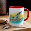 Sea Turtle Yellow Blue Watercolor Art Accent Coffee Mug 11Oz