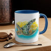 Sea Turtle Yellow Blue Watercolor Art Accent Coffee Mug 11Oz