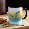 Sea Turtle Yellow Blue Watercolor Art Accent Coffee Mug 11Oz