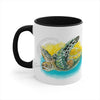 Sea Turtle Yellow Blue Watercolor Art Accent Coffee Mug 11Oz Black /
