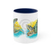 Sea Turtle Yellow Blue Watercolor Art Accent Coffee Mug 11Oz Navy /
