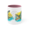 Sea Turtle Yellow Blue Watercolor Art Accent Coffee Mug 11Oz Pink /