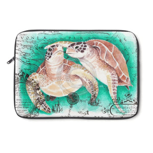 Sea Turtles Green Vintage Map Laptop Sleeve 13