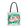 Sea Turtles Green Vintage Map Tote Bag Large Bags